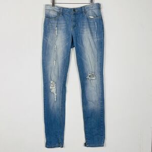 Carlos Miele Light Wash Distressed Destroyed Skinny Jeans Womens 44 Medium Large